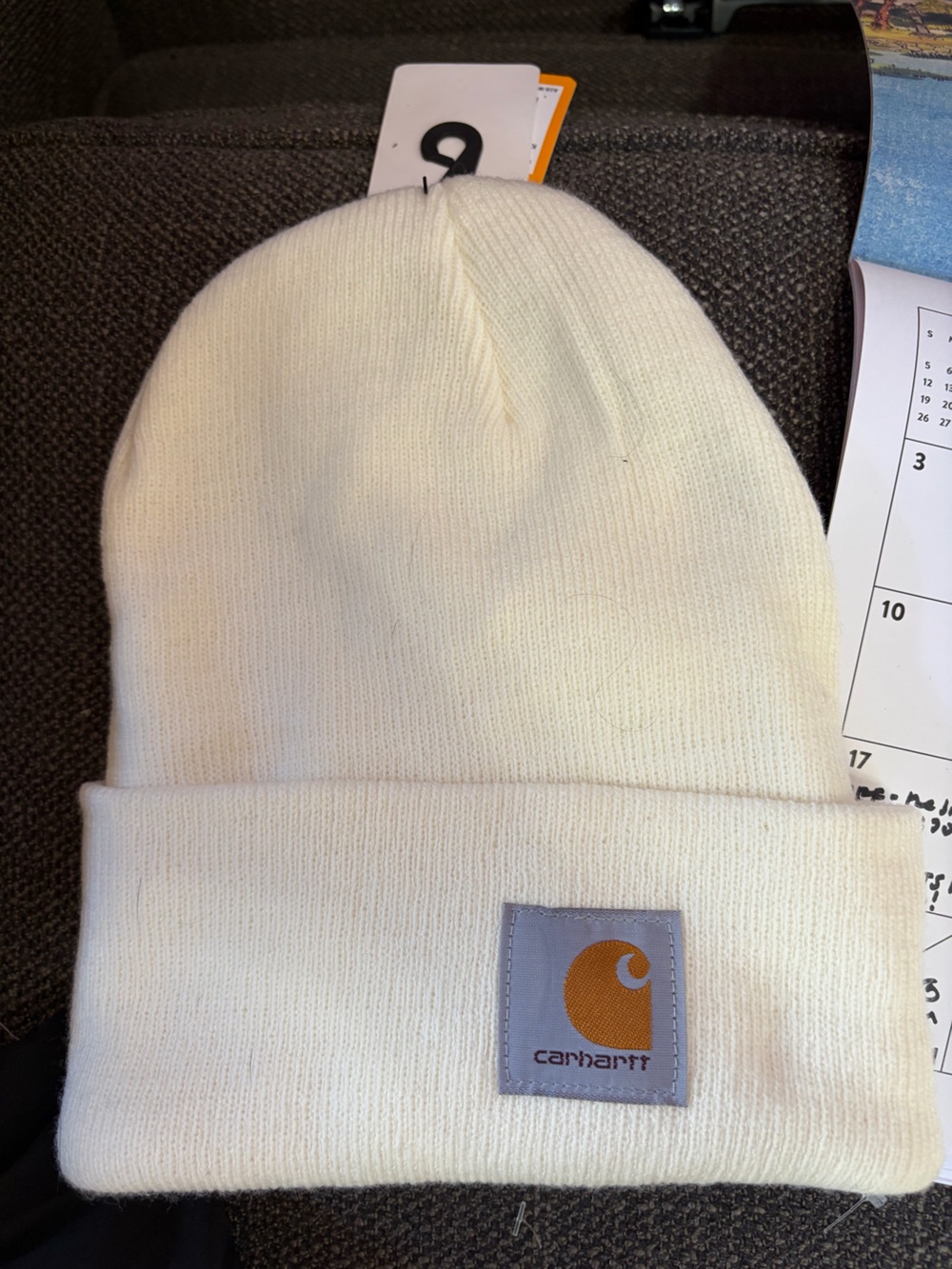 CARHARTT Knit Cuffed Beanie Hat Winter White (Cream) Acrylic Rib Knit
